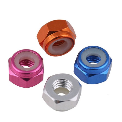 Aluminum Hex Hexagon Nylon Insert Lock Nut Nylock Nuts M4 M5 M6 Colorful - Picture 5 of 8