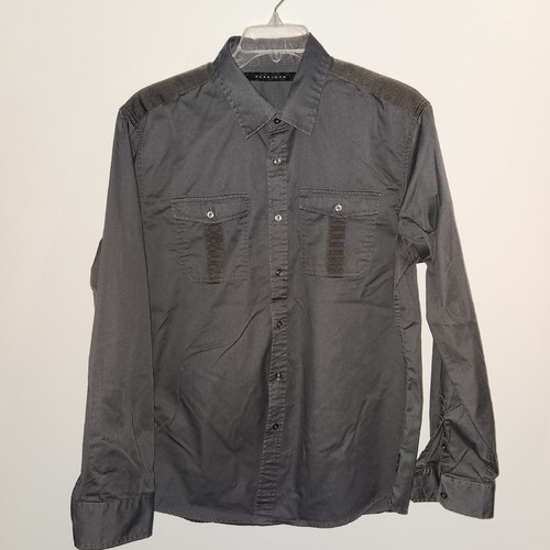 Sean John Men's XL Dark Grey Front Pockets Long Sleeve Button Up Dress Shirt - Picture 5 of 12
