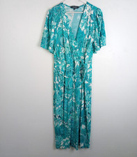 Sosandar Mick Wrap Angel Sleeve Midi Dress Blue Paisley Size 18 Jersey NEW F2