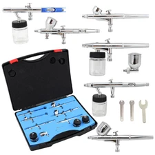 OPHIR 6pcs Type of Dual-Action Airbrush 0.2mm, 0.3mm, 0.35mm,0.5mm Nozzle