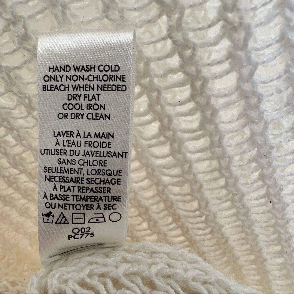 Calvin Klein Sweater Womens XS Pullover Scoop Neck Sequin Double Wrap Knit Cream thumbnail 6