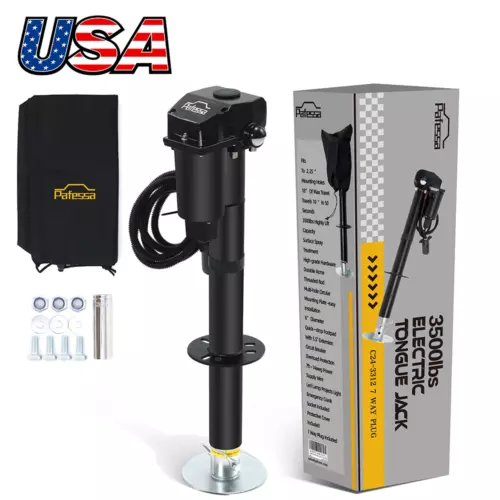 3500lbs Electric Tongue Jack Capacity Black Power Jack for RV Trailer Camper USA