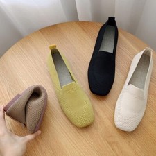 Mesh Ballet Flats Women Square Toe Loafers Breathable Flats Driving Shoes