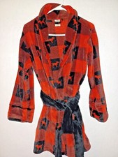 Victoria Secret PINK Bath Robe RED PLAID Fleece Plush XS S women's Cozy dog