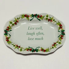Spode Christmas Candy Trinket Dish Plate 2008 Live Well Laugh Often Love Much