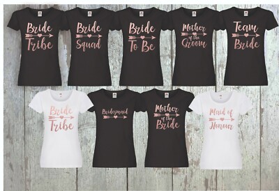 Junggesellinnenabschied T-Shirts Junggesellinnenabschied Brautjungfer, Braut Trupp personalisiert ROSEGOLD bedruckt