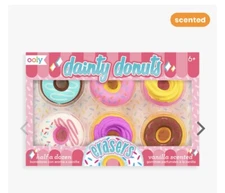OOLY, Dainty Donuts Vanilla-Scented Erasers, School Supplies for Kids - Set of 6