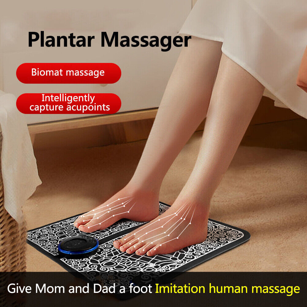 Foot Massager EMS Beinumformung Fußmassagegerät Pad Linderung Schmerzen 8 Modi
