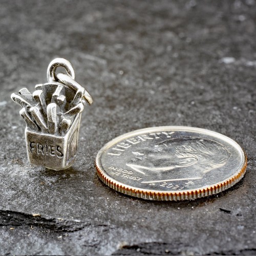 Original 925 Sterlingsilber 3D Pommes Frites Braten Charm Anhänger - Bild 5 von 8