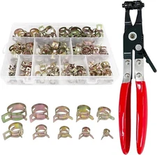 6-22mm Spring Band Hose Clamps Swivel Flat Hose Clamp Plier Assortment Kit 100PC