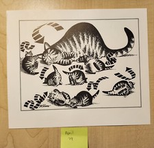 Kliban Kitty Vintage Print April 1979 - Somersault Cats, Cat Calendar Book