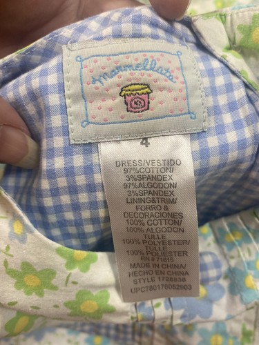 Bundle 2 Marmellata Girls Floral Blue Green Yellow Spring Easter Dress Size 4-4T - Picture 8 of 9