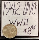 1942 P Mercury Silver Dime (UNC) Uncirculated Condition. WWII Era. ENN Coins