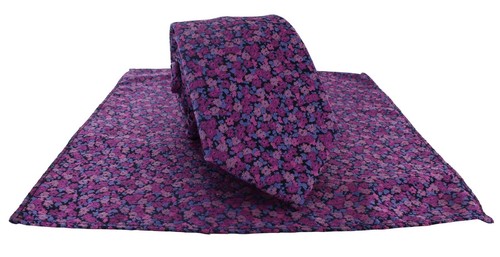 Michelsons of London Blurred Floral Tie & Pocket Square Set - Picture 7 of 21