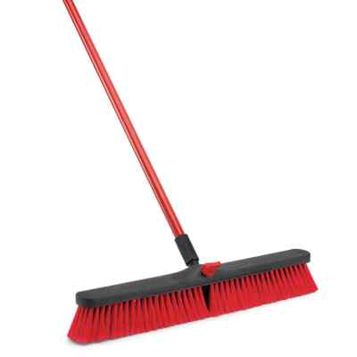 Libman Commercial 24'' Multi Surface Nylon Thread Push Broom w/Red Steel Handle