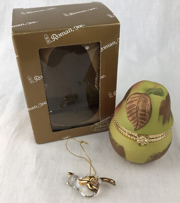 Vintage Partridge In A Pear Tree Trinket Box Bird Roman 12 Days Of Christmas  