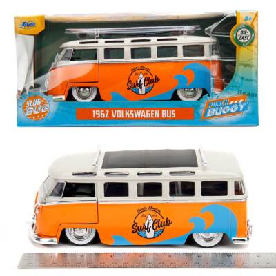 Jada Toys Punch Buggy Series: Slug Bug 1962 VW Bus with Surfboard 