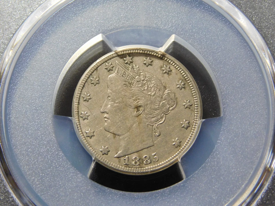 VINTAGE US COINS PCGS GOLD SHIELD 1885 LIBERTY V NICKEL VF30 - Image 2 of 4