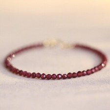 Natural Red Garnet Beads Healing Protection Calming Minimalist Women Bracelet