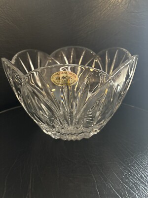 Block Lead Crystal Wyndham Scalloped Tulip Shape 9  Bowl Disct. Poland Easter