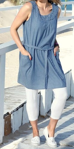 SCHICKES leichtes JEANS-KLEID blue denim GR.48 52 54 56 NEU | eBay