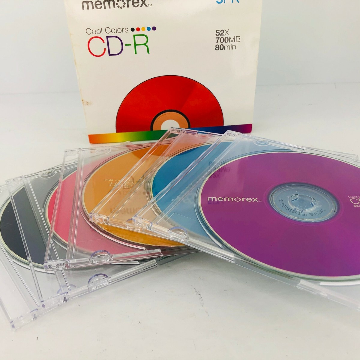 Memorex 5 Pack Cool Colors Brand New CD-R 52X 700MB 80 min