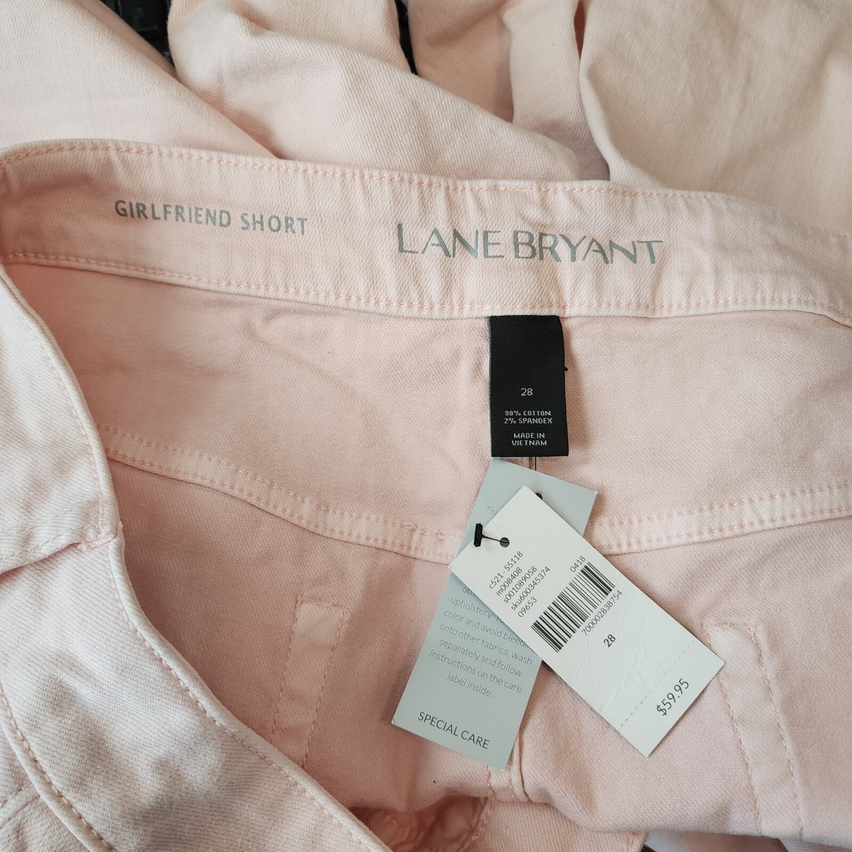 Lane Bryant Girlfriend Short Stretchy Zipper Fly Blush Pink Modest