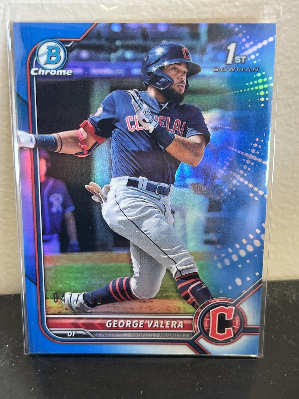 🔥 George Valera 2022 Bowman Chrome 1ST #47/150 TRUE BLUE Refractor BCP-22 🔥