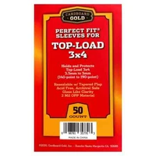 (50) 1 Pack Cardboard Gold 140-190pt Perfect Fit Sleeves 3X4 Thick Toploaders