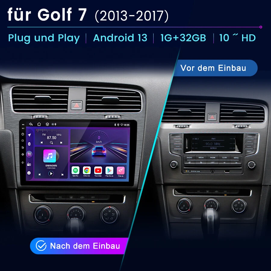 1+32G Android14 CarPlay Autoradio GPS Navi Für VW Golf 7 VII MK7 2012-017 Silber - Bild 2 von 4