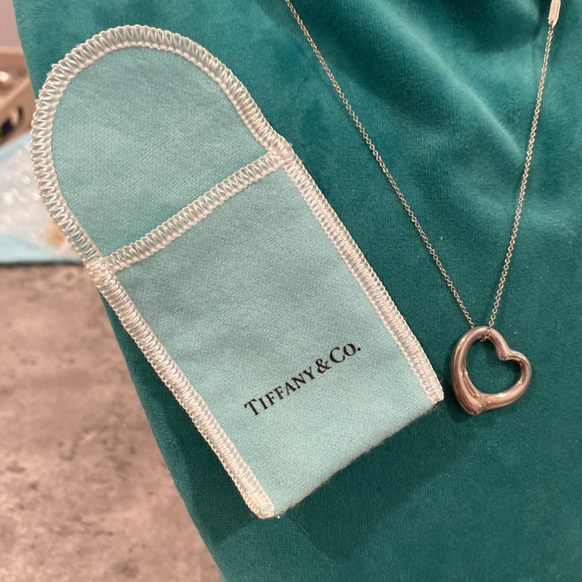 【Old Tiffany】open heart necklace Tiffany & Co Elsa Peretti Sterling Silver .925 Open Heart