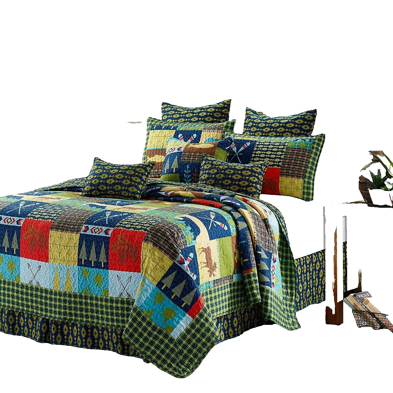 Nature Print King Multicolor Quilts, Bedspreads & Coverlets