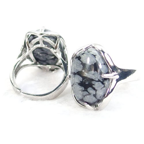 Anillos de moda plateados considerables con cuentas de piedras preciosas naturales piedra 6-10 - Imagen 25 de 78
