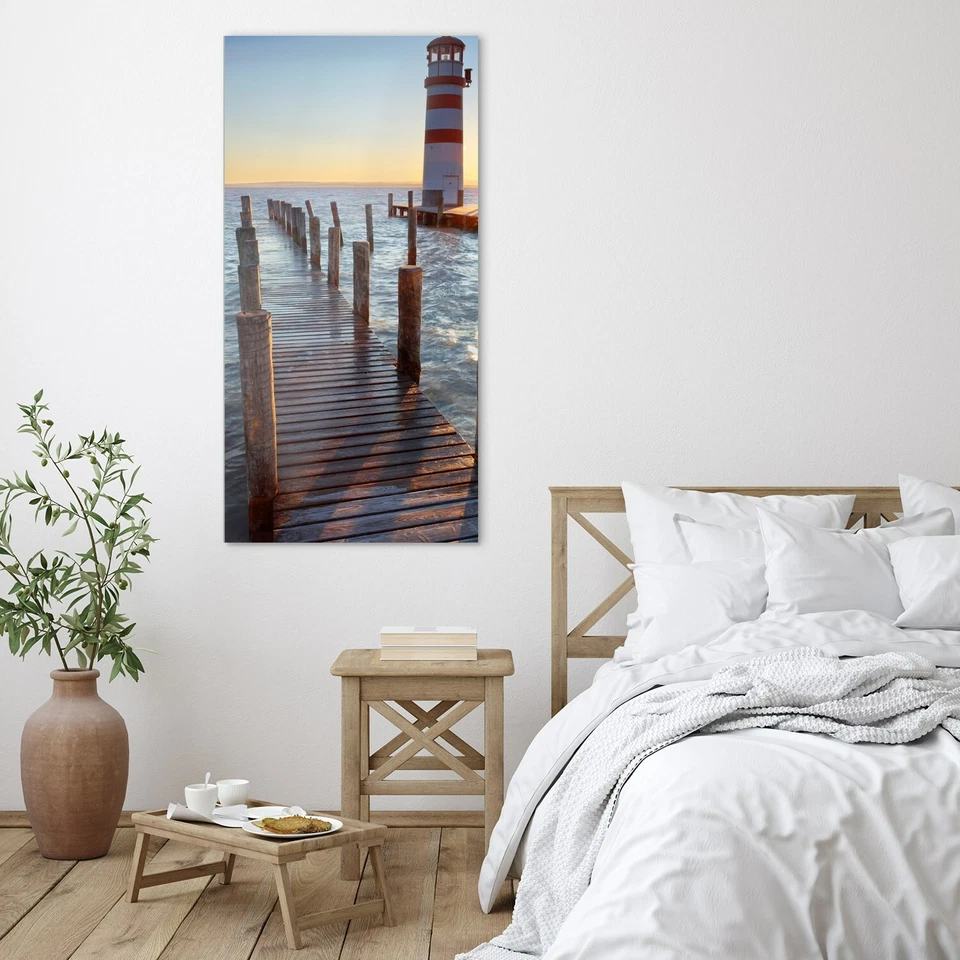 Wandbilder Glasbilder XXL 70x140 Leuchtturm am Neusiedler See an der Waldmole - Bild 3 von 4
