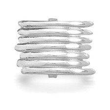 7 Band Ring 925 Sterling Silver Large Wide Thick Big Chunky Multi Many Bands