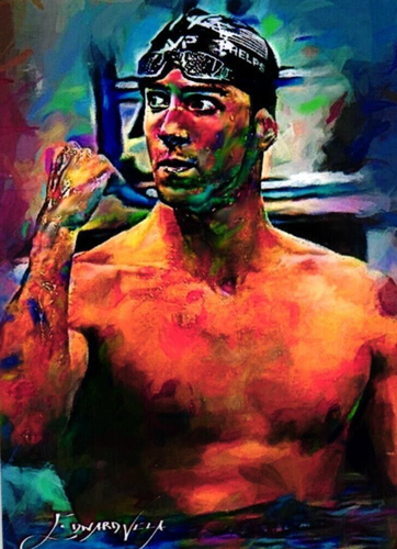 Michael Phelps 2018 Authentic Artist Signed Limited Edition Print Card 36 of 50 - Picture 3 of 4