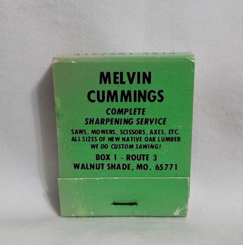 Vintage Melvin Cummings Sharpening Service Matchbook Walnut Shade MO Advertising