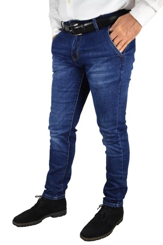 Jeans Uomo Elasticizzato Slim Fit Chino Pantaloni Eleganti Tasca America 46 48 a - Foto 13 di 21