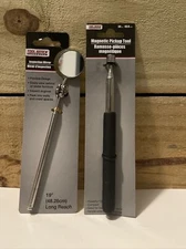 Tool Bench MAGNETIC PICK-UP TOOL Retractable Extends To 33" + Inspection Mirror