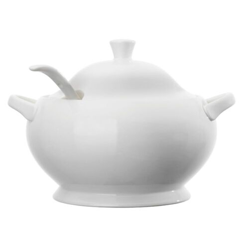Ambrosia Ashton Porcelain Soup Tureen with Lid & Ladle 3L White Brand New - Picture 1 of 3