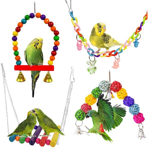 12pcs Parrot Toys Set Metal Rope Small Ladder Stand Budgie Cockatiel Cage Bird - Picture 7 of 9