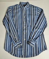 Polo Ralph Lauren Mens Long Sleeve Shirt 16 L VTG Estate Custom Fit Blue Stripes
