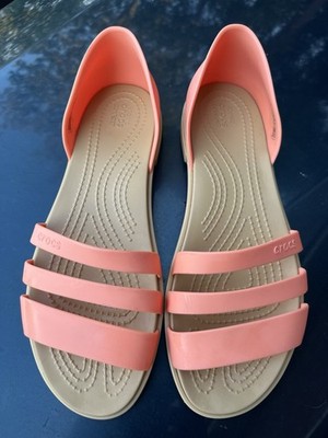 Crocs Iconic Comfort Tulum Peach Coral or Orange synthetic flat sandals size 7