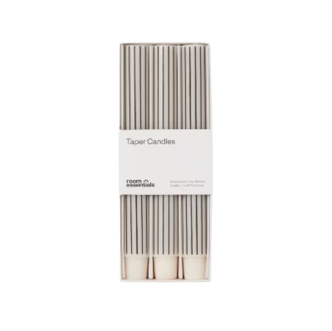 72!! 8" inch Tall Room Essentials Taper Candles Black & White Stripe Unscented  thumbnail 2