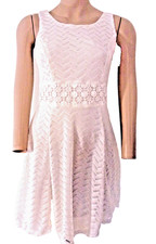 Candies Dress Ivory Lace  Detail Chevron Body Lace Waistband Fully Lined Size 7