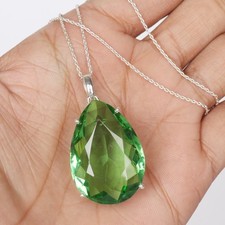 Pear Cut Green Amethyst 75 Ct 925 Sterling Silver Pendant Sister  s Birthday Gift