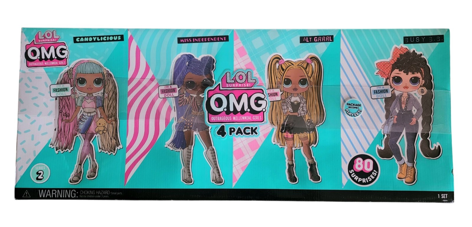 Детские куклы L.O.L. Surprise OMG 4 Pack Fashion Doll Set with 80 Surprises Play Doll Dress Up