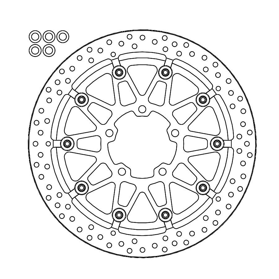 Moto Master Black/Silver 116097 - Halo Series T-Floater Brake Disc For Kawasaki Zx-10 R 1000 2016-2024 - Front - Image 2