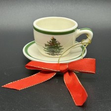 Spode CHRISTMAS TREE Mini Coffee Tea Cup Teacup Saucer Ornament Holiday