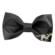Men's Satin Silk Racehorse Bow Ties Pre-tied Solid Horse Racing 153-black